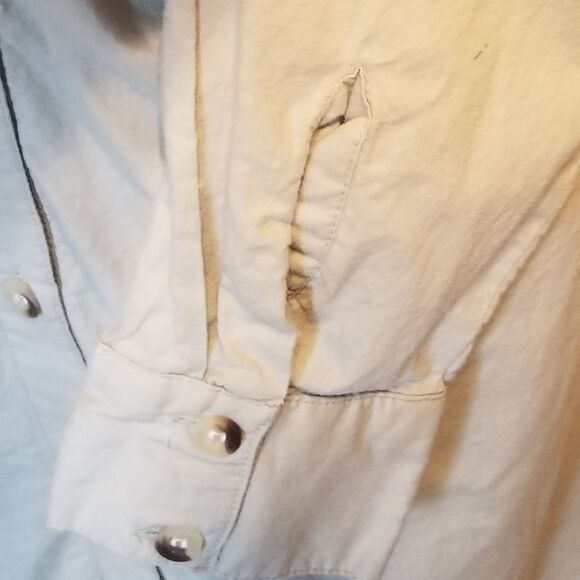 Sim & Sam S Dress 100% Cotton Midi Sage Green Long Sleeve Button Front Office - Picture 5 of 10